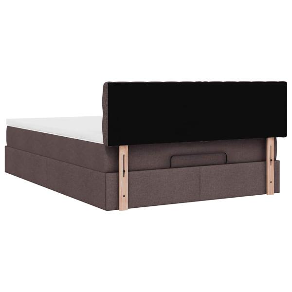Ottoman-Bett mit Matratze & LEDs Dunkelbraun 140x190 cm Stoff