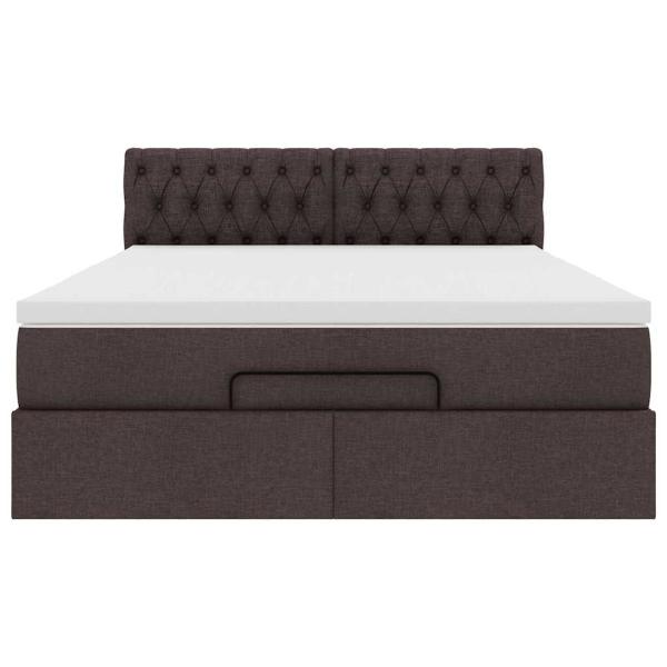 Ottoman-Bett mit Matratze & LEDs Dunkelbraun 140x190 cm Stoff