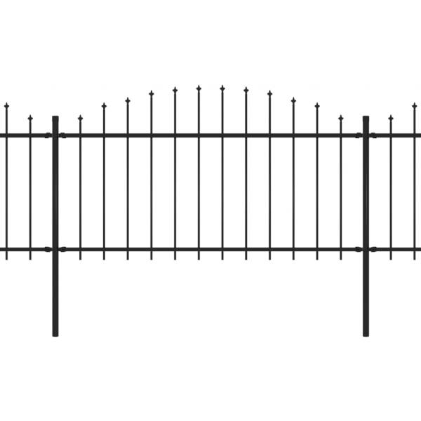 Gartenzaun mit Speerspitzen Stahl (1,25 - 1,5) x 10,2 m Schwarz