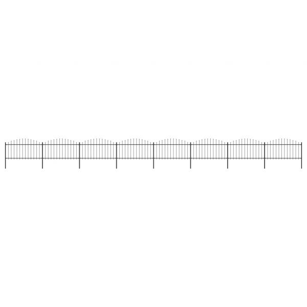 ARDEBO.de - Gartenzaun mit Speerspitzen Stahl (1,25 - 1,5) x 13,6 m Schwarz