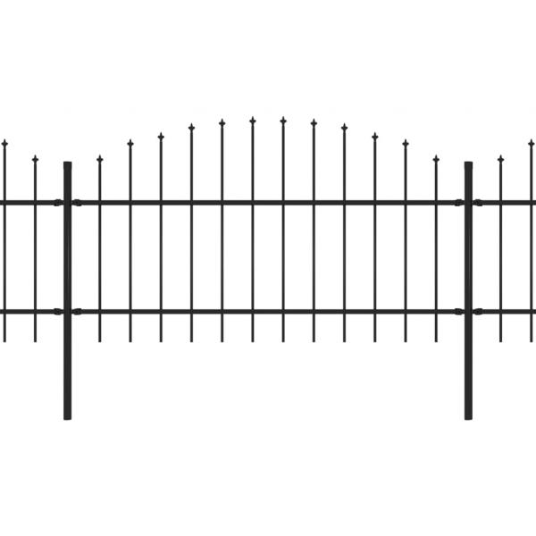 Gartenzaun mit Speerspitzen Stahl (1 - 1,25) x 5,1 m Schwarz