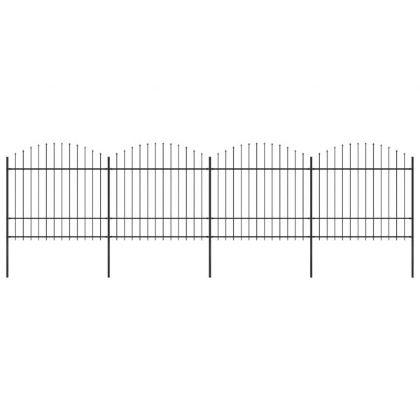 ARDEBO.de - Gartenzaun mit Speerspitzen Stahl (1,5 - 1,75) x 6,8 m Schwarz