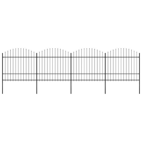 Gartenzaun mit Speerspitzen Stahl (1,5 - 1,75) x 6,8 m Schwarz