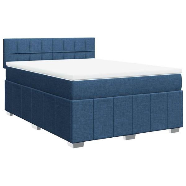 ARDEBO.de - Boxspringbett mit Matratze Blau 140x190 cm Stoff