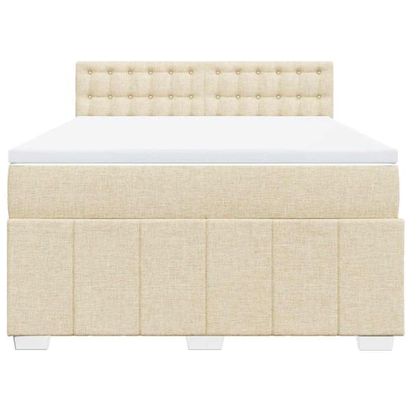 Boxspringbett mit Matratze Creme 140x190 cm Stoff