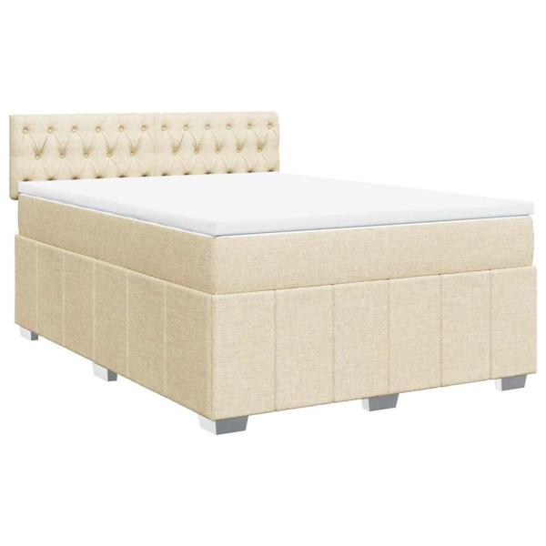 Boxspringbett mit Matratze Creme 140x190 cm Stoff