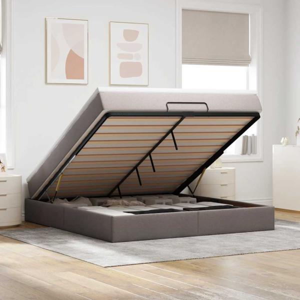 ARDEBO.de - Ottoman-Bett mit Matratze Taupe 180x200 cm Stoff