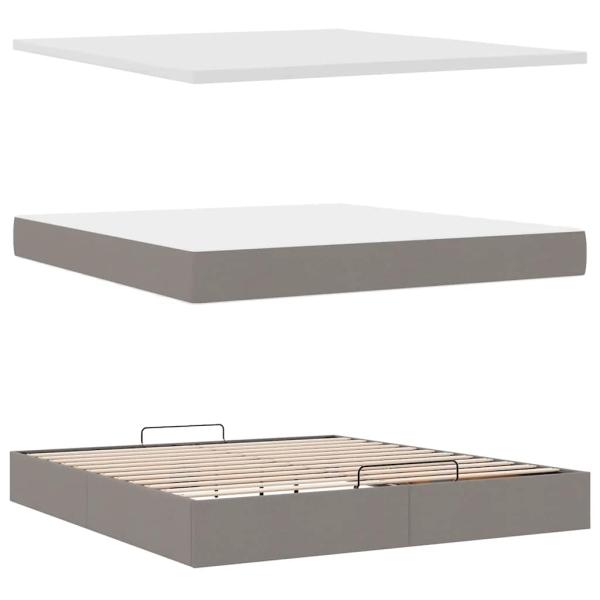 Ottoman-Bett mit Matratze Taupe 180x200 cm Stoff