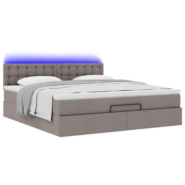 Ottoman-Bett mit Matratze & LEDs Taupe 180x200 cm Stoff