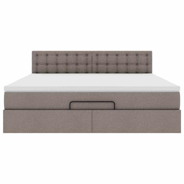 Ottoman-Bett mit Matratze & LEDs Taupe 180x200 cm Stoff