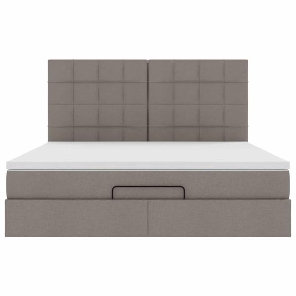 Ottoman-Bett mit Matratze & LEDs Taupe 180x200 cm Stoff