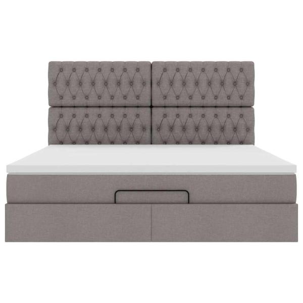 Ottoman-Bett mit Matratze & LEDs Taupe 180x200 cm Stoff