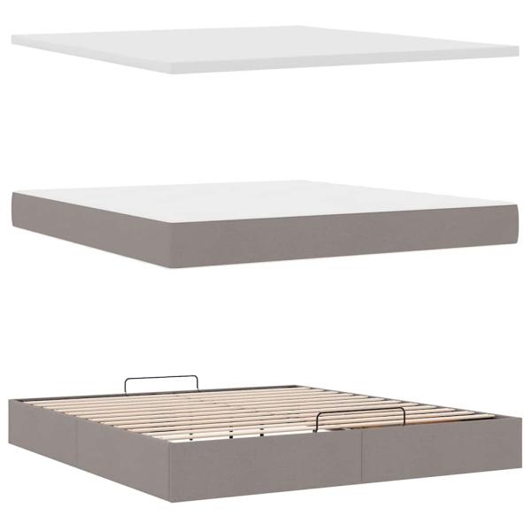 Ottoman-Bett mit Matratze & LEDs Taupe 180x200 cm Stoff
