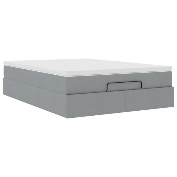 Ottoman-Bett mit Matratze Hellgrau 140x190 cm Stoff