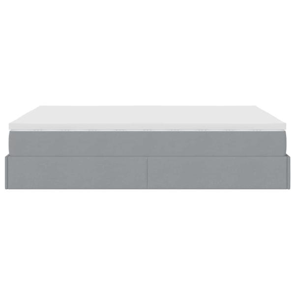 Ottoman-Bett mit Matratze Hellgrau 140x190 cm Stoff