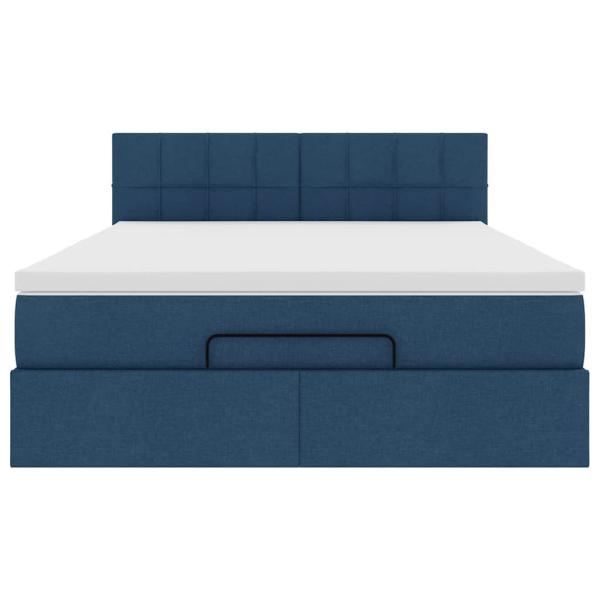 Ottoman-Bett mit Matratze Blau 140x190 cm Stoff