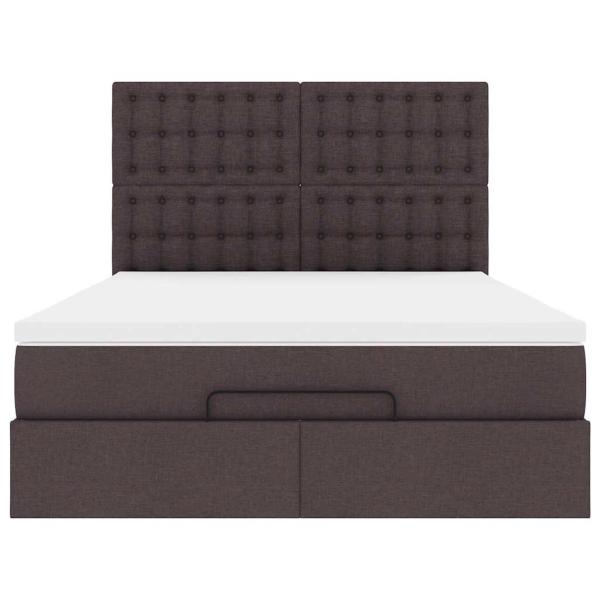 Ottoman-Bett mit Matratze & LEDs Dunkelbraun 140x190 cm Stoff
