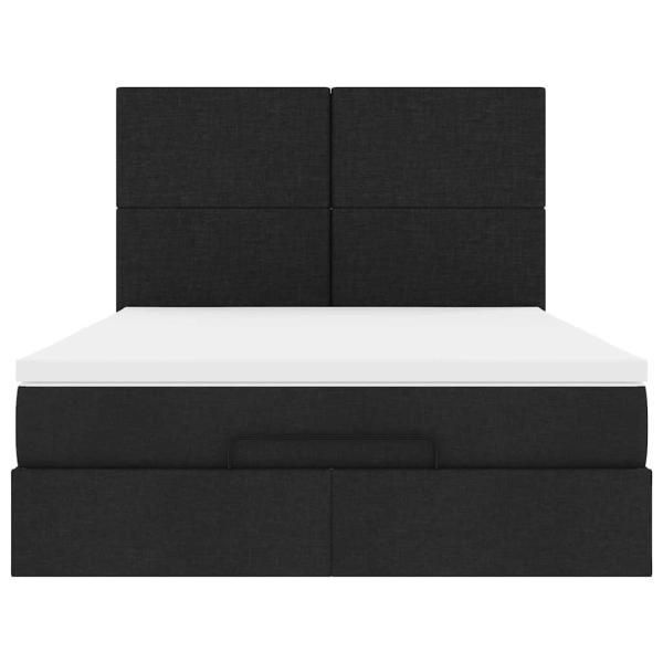 Ottoman-Bett mit Matratze Schwarz 140x190 cm Stoff