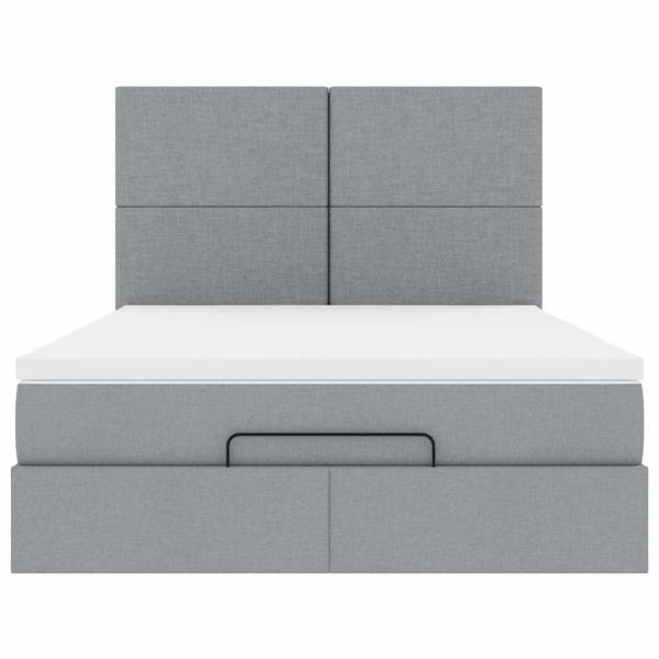 Ottoman-Bett mit Matratze Hellgrau 140x190 cm Stoff