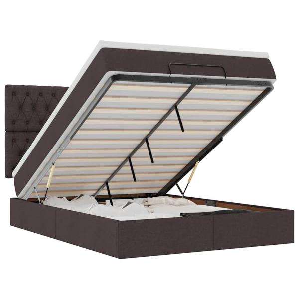 Ottoman-Bett mit Matratze & LEDs Dunkelbraun 140x190 cm Stoff