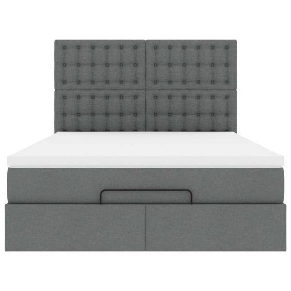 Ottoman-Bett mit Matratze & LEDs Dunkelgrau 140x190 cm Stoff