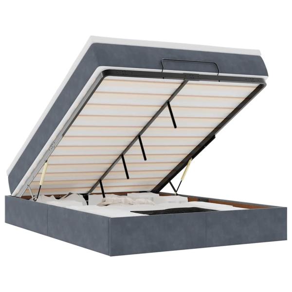 Ottoman-Bett mit Matratze Dunkelgrau 140x190 cm Samt