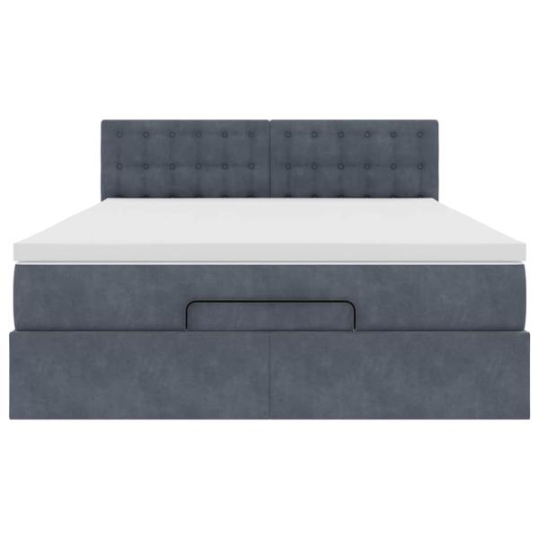 Ottoman-Bett mit Matratze & LEDs Dunkelgrau 140x190 cm Samt