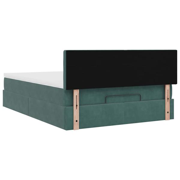 Ottoman-Bett mit Matratze & LEDs Dunkelgrün 140x200 cm Samt