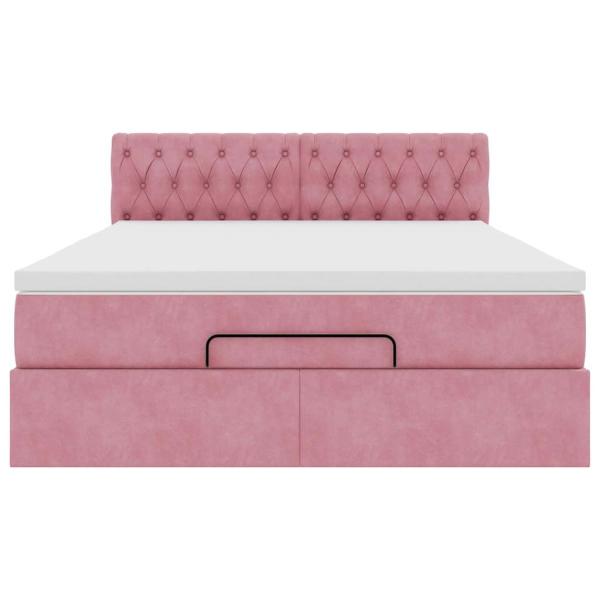 Ottoman-Bett mit Matratze & LEDs Rosa 140x190 cm Samt