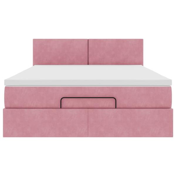 Ottoman-Bett mit Matratze & LEDs Rosa 140x190 cm Samt