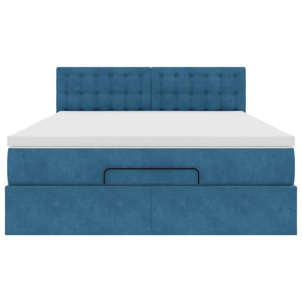 Ottoman-Bett mit Matratze Dunkelblau 140x190 cm Samt