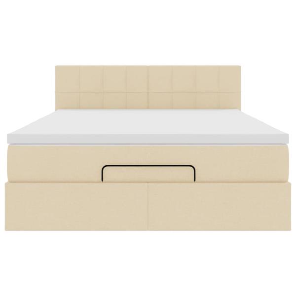 Ottoman-Bett mit Matratze & LEDs Creme 140x190 cm Stoff