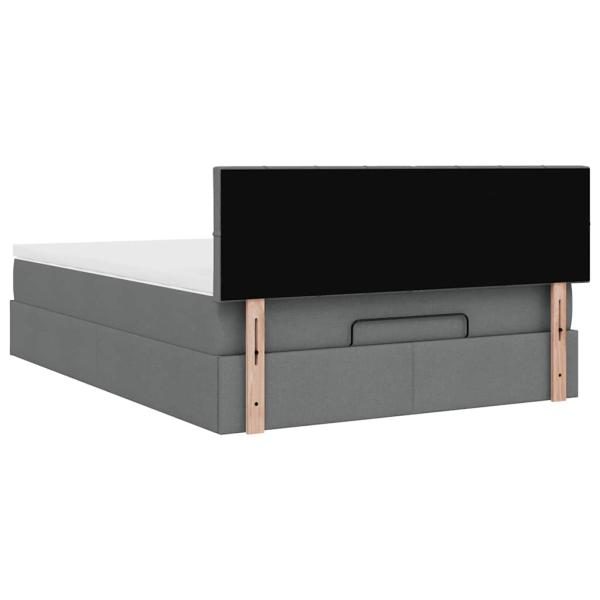 Ottoman-Bett mit Matratze & LEDs Dunkelgrau 140x190 cm Stoff