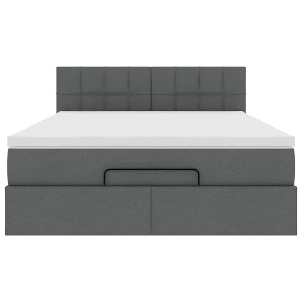 Ottoman-Bett mit Matratze & LEDs Dunkelgrau 140x190 cm Stoff