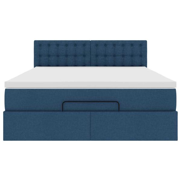 Ottoman-Bett mit Matratze & LEDs Blau 140x190 cm Stoff