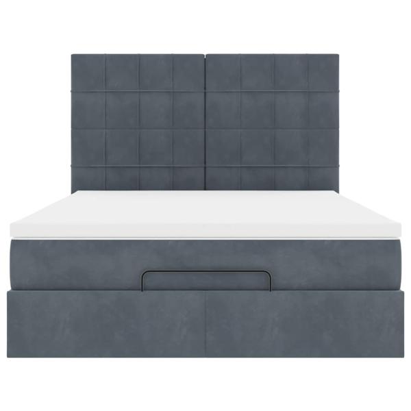 Ottoman-Bett mit Matratzen & LEDs Dunkelgrau 140x190 cm Samt