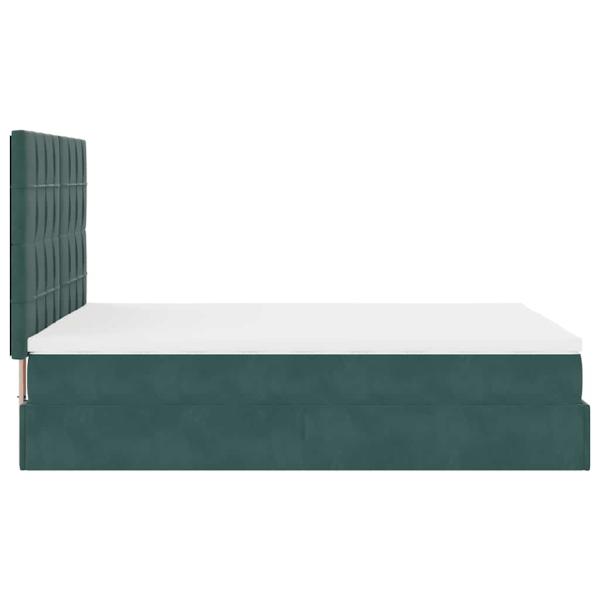 Ottoman-Bett mit Matratzen & LEDs Dunkelgrün 140x200 cm Samt