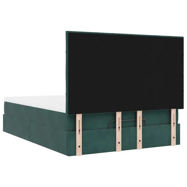 Ottoman-Bett mit Matratzen & LEDs Dunkelgrün 140x200 cm Samt