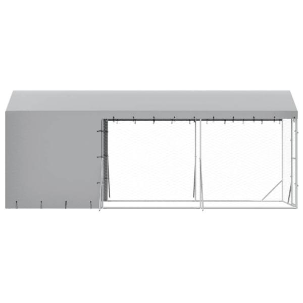 Outdoor-Hundezwinger mit Dach Silbern 2x6x2,5m Verzinkter Stahl