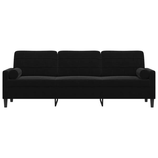 Sofa 3-Sitzer mit Zierkissen Schwarz 210 cm Samt
