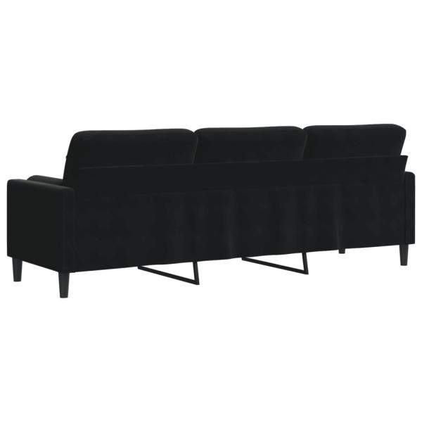 Sofa 3-Sitzer mit Zierkissen Schwarz 210 cm Samt