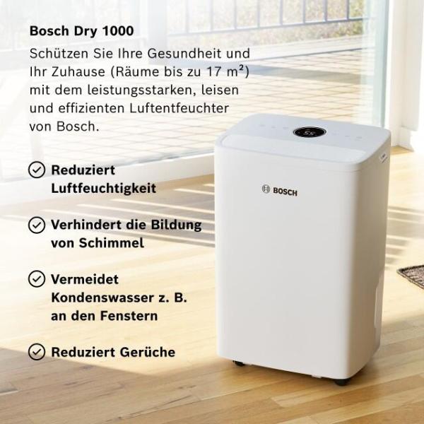 Bosch Luftentfeuchter DRY 1000, 0,42 l/h, 40m³, 10 Liter, weiß (7733703556)