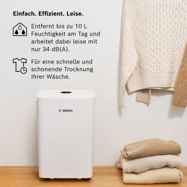 Bosch Luftentfeuchter DRY 1000, 0,42 l/h, 40m³, 10 Liter, weiß (7733703556)