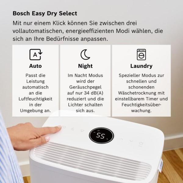 Bosch Luftentfeuchter DRY 1000, 0,42 l/h, 40m³, 10 Liter, weiß (7733703556)