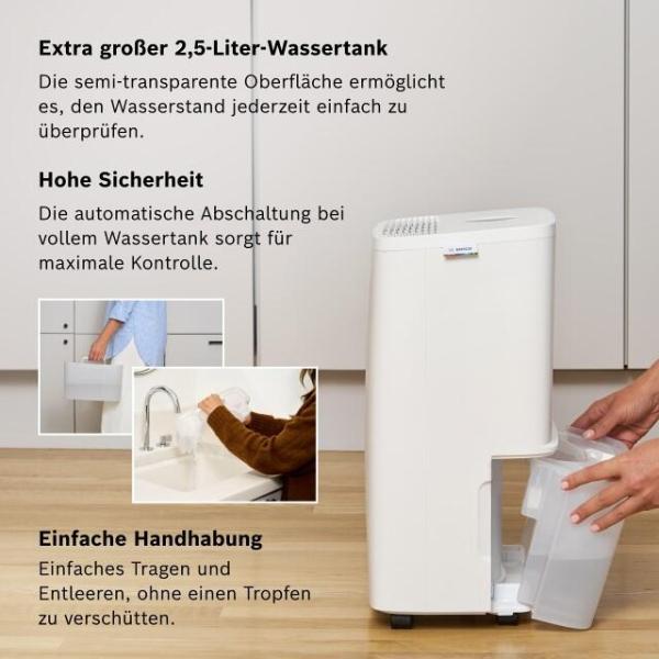 Bosch Luftentfeuchter DRY 1000, 0,42 l/h, 40m³, 10 Liter, weiß (7733703556)