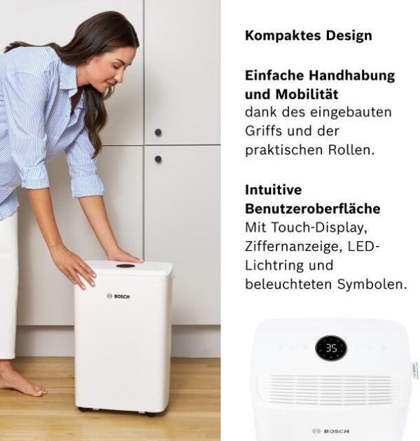 Bosch Luftentfeuchter DRY 1000, 0,42 l/h, 40m³, 10 Liter, weiß (7733703556)