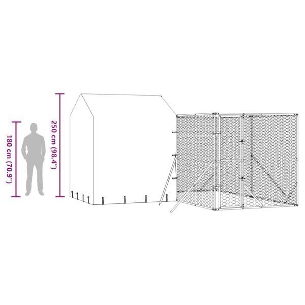 Outdoor-Hundezwinger mit Dach Silbern 4x4x2,5m Verzinkter Stahl