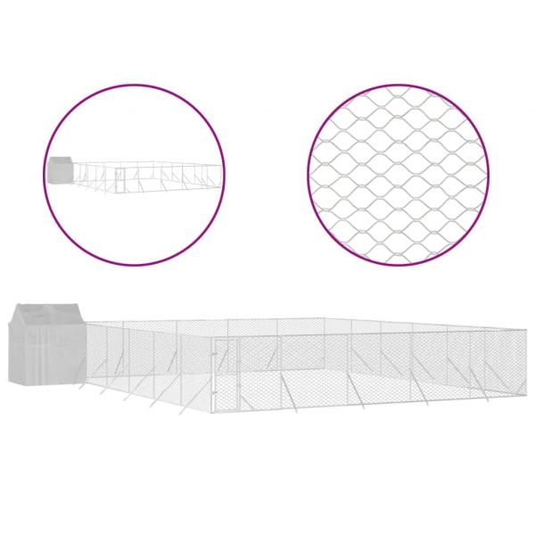 Outdoor-Hundezwinger mit Dach Silbern 12x12x2,5m Stahl Verzinkt