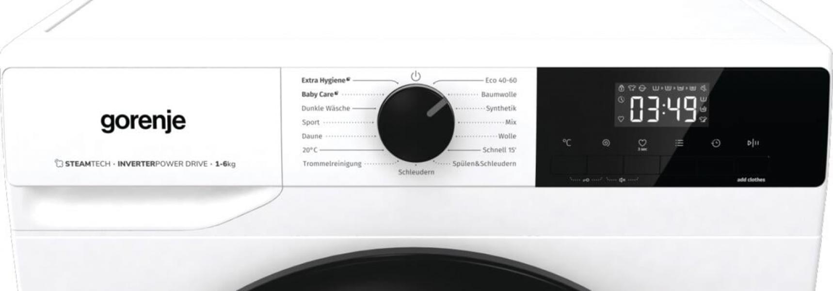 Gorenje WNHPI64SAPS/DE 6kg Frontlader Waschmaschine, 59,5 cm breit, 1400 U/Min, AquaStop, 15 Programme, SnowFlake Trommel, Kindersicherung, weiß