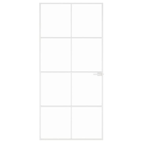 Innentür Weiß 93x201,5 cm Hartglas & Aluminium Schlank